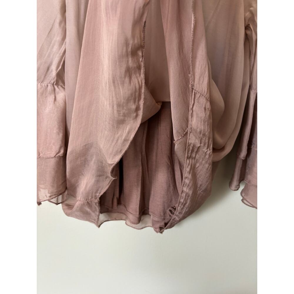 Le Marais Paris Italian Silk Blouse Sheer Ruffle Romantic Ruffle Top - Picture 3 of 7